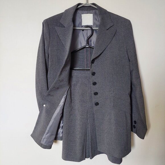 Women's Grey Pinstripe Skirt Blazer Suit Set, Size 4 - Picture 1 of 12